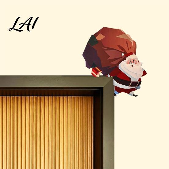 Rustic Door Frame Sign Christmas Topper Decoration Wooden Holiday Corner Sign Cute Funny Party Supplies Snowman Santa Claus Penguin Decor