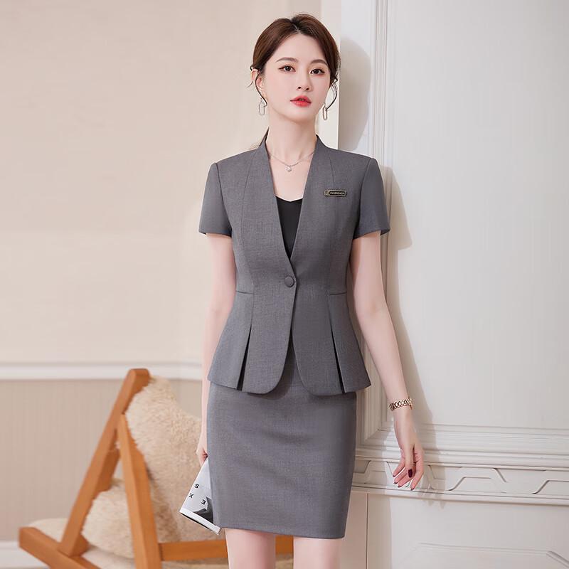 Women s Professional Short Sleeve Summer Suit Set XL