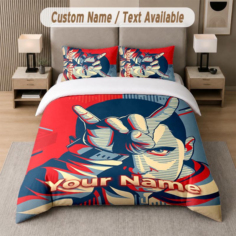 Eminem 3Pcs Bedding Set, Personalized Custom Name Text, 1 Duvet Cover & 2 Pillowcases For Bedroom