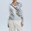 Women's Fashion Casual Print V-Neck Long Sleeve Button-Down Top