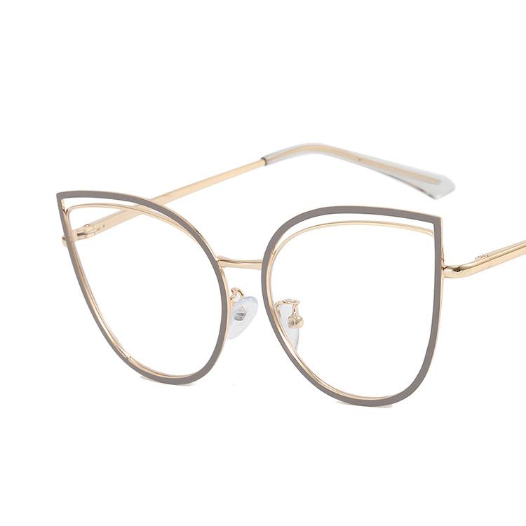 Women's Glasses Anti-Blue Light Fashion Retro Characteristic Artistic Hollow Cat's Eye Plain Glasses Student Commuter Street Shooting Travel Glasses