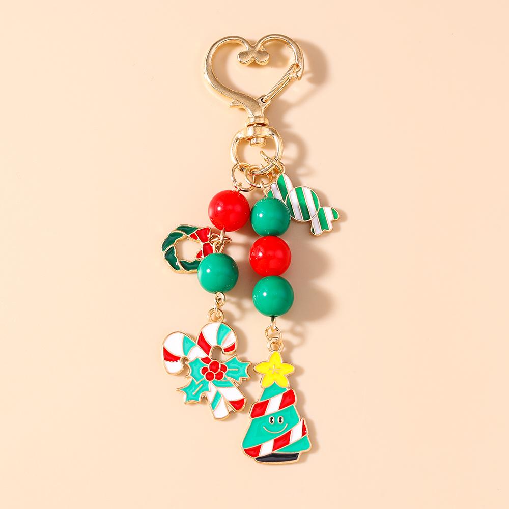 Fashion Christmas Keychain Women Girls Snowman Elk Key Ring Pendants for Handbag Decor DIY Key Chain New Year Gifts