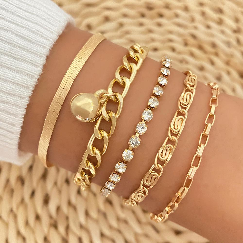 Retro Thick Chain Personalized Bracelet Mixed and Matched Open Bracelet Bracelet Bracelet Stacked Wearing Wind Set Bracelet