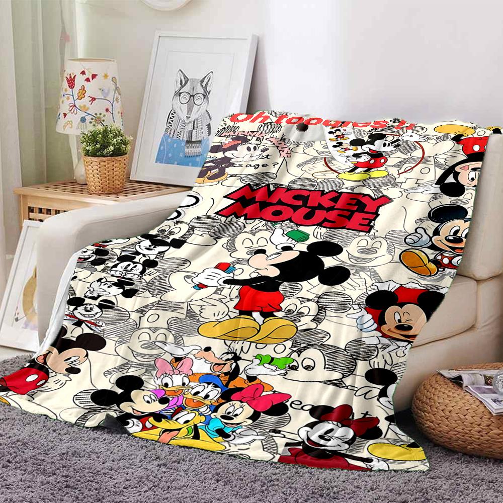 Mickey Mouse Collage Flannel Blanket, Soft and Warm, Suitable for Beds and Sofas, All Seasons, Portable Travel Blanket. 073094