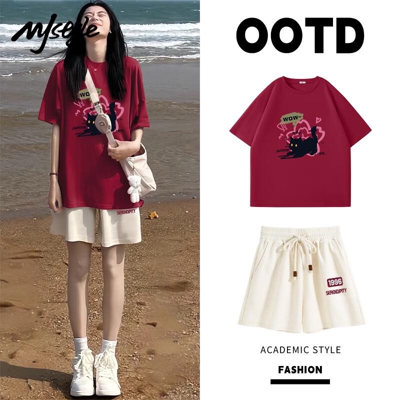 MJ STYLE Women's 2026 Summer Cotton T-shirt & Shorts Set