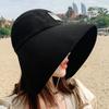 Women Summer Hat Big Brim Adjustable Anti-UV Protection Fisherman Hat Foldable Beach Sun Hats Empty Top Hat Ponytail Hat Travel