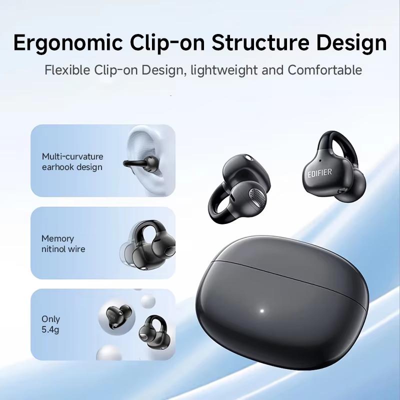 Edifier Comfo Q Wireless Ear Clip Headphones Clip-On Sport Earbuds Open Ear Bluetooth Earphones Clear Call 32Hrs IP56 Waterproof