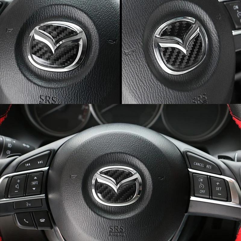Decorative Stickers For Mazda Axela ATENZA CX-5 CX-4 Car Steering Wheel Center Cover Carbon Fiber Interior Decals Accessories