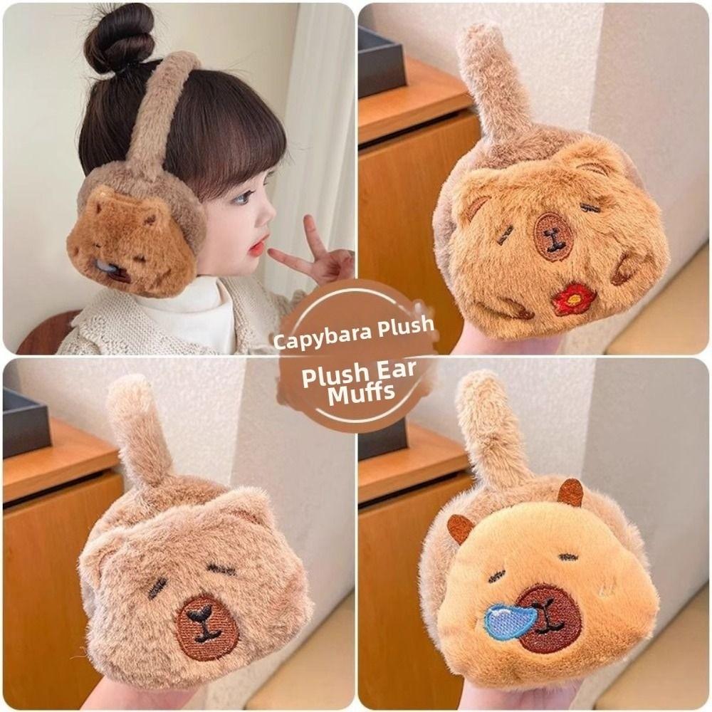 Cartoon Animal Warm Earflaps Windproof Cute Ear Cover Comfortable Capybara Plush Earmuffs  Riding