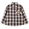 PawinPaw Boys' Cartoon Bear Plaid Lapel Shirt