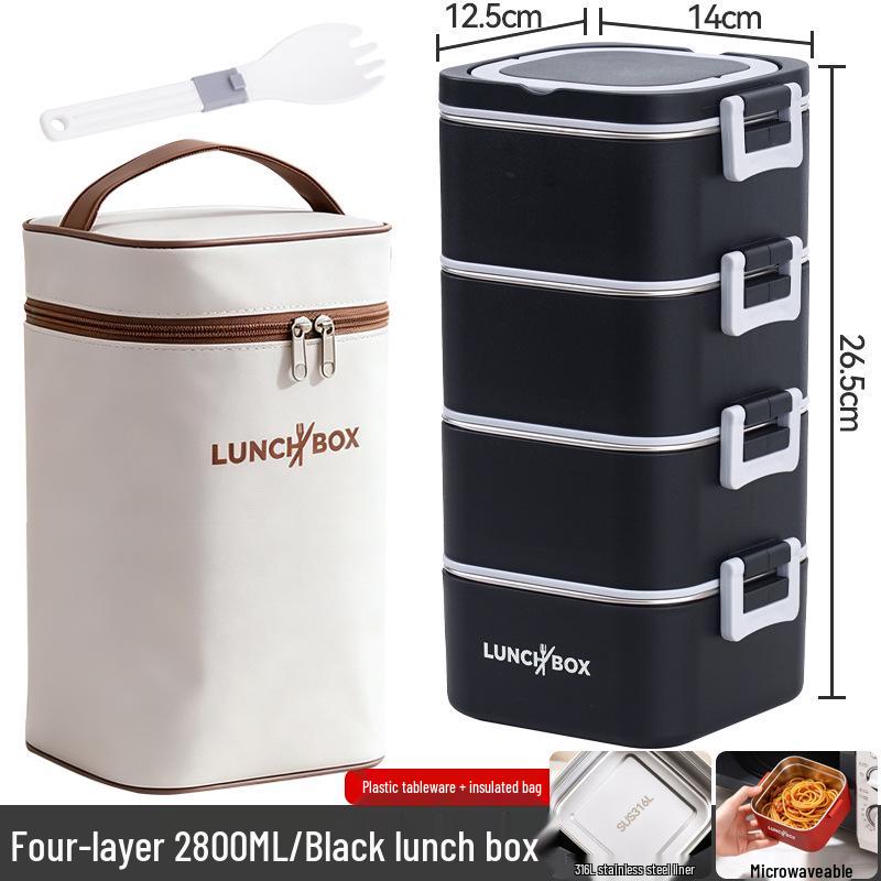 316 Stainless Steel Insulated Bento Lunch Box, Microwaveable Meal Container for Office Workers