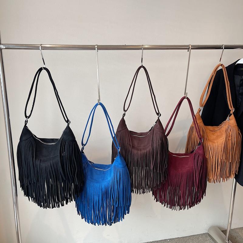 Wysokiej klasy tekstura, modna i retro torebka damska z frędzlami, niszowa matowa torba do noszenia w ręku