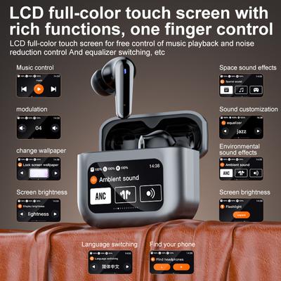 New Multi-function LCD Color Screen Ultra Long Life True Wireless Bluetooth Headset ANC Active Noise Reduction and Waterproof