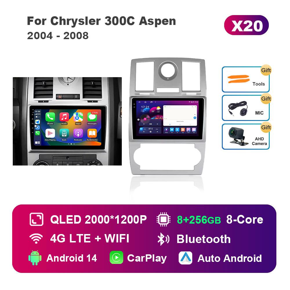 Navigation GPS 4G for Chrysler 300C Aspen 2004 - 2008 BT Touch Screen WiFi Android 14 System Car Video Multimedia Player