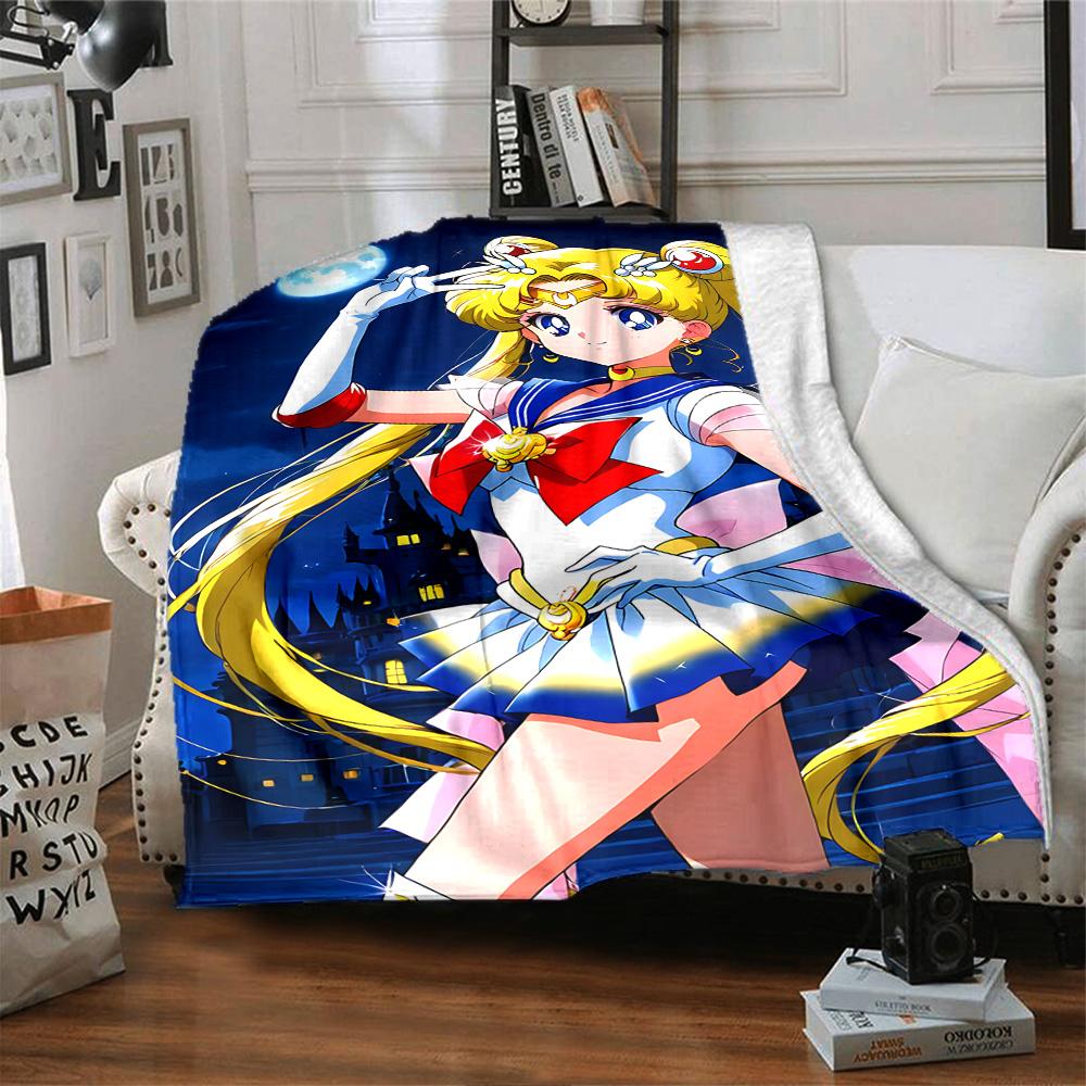 1pc Moonlit Sailor Magic flannel Blanket for Super Soft Cute Comfort Blanket for Travel Bedding Couch Sofa Blanket Y73025