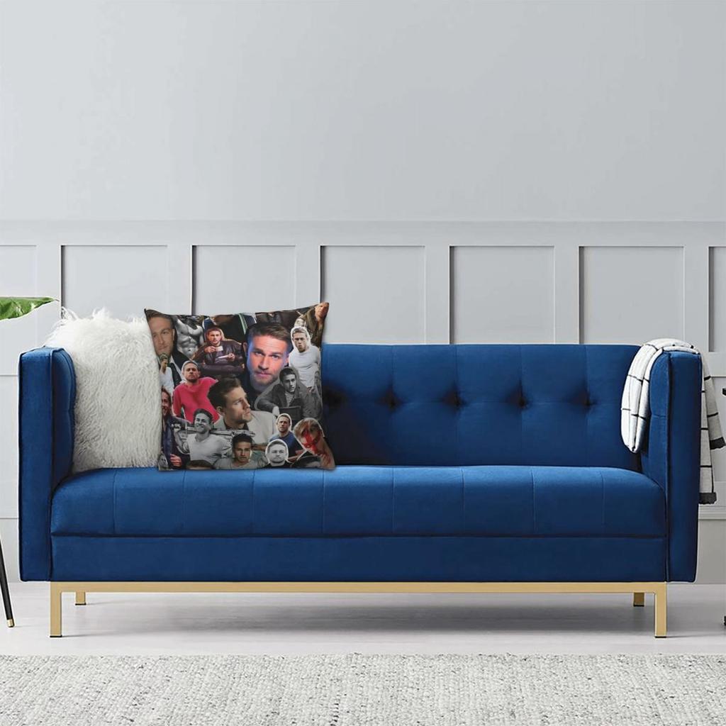 Charlie Hunnam Actor Photo Pillow Cover Funny Pillow Case Square Printed Cushion Cover Pillowcases For Sofa Home Decoration