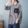 Lente Koreaanse Losse Geruite Kraag Lange Mouwen Shirt Dames