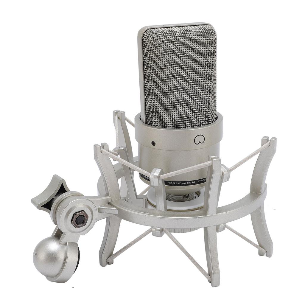 Studio Condenser Microphone 26mm Diaphragm Microphone with Shock Mount XLR Cable Windscreen for Recording Podcasting