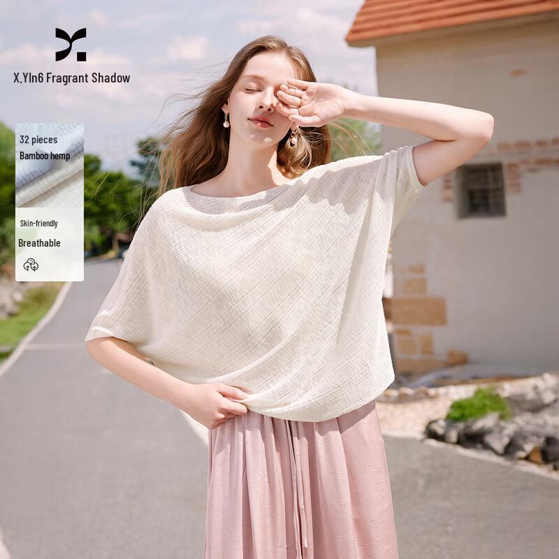 Women s Off-Shoulder Batwing Sleeve Loose Knit Top M белый
