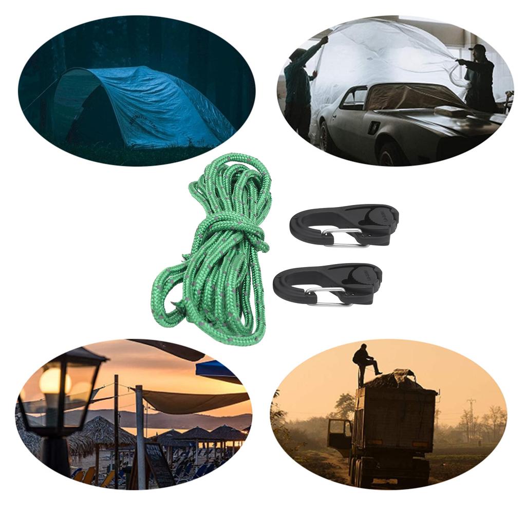 2Pcs Rope Tightener Tensioner Rope Ratchet TieDown Carabiner Hook Camping Tent Fastener