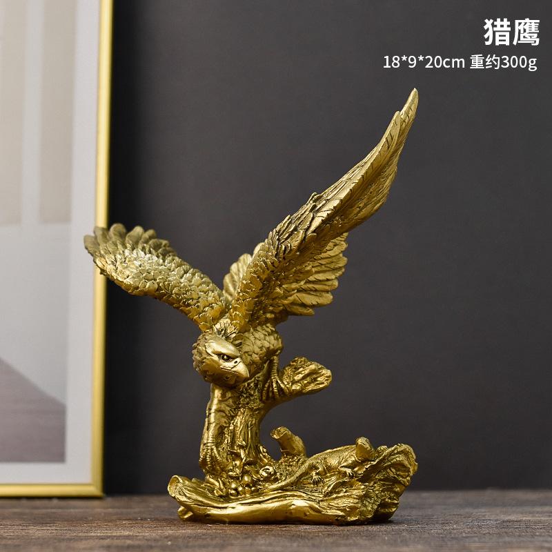 Nordic Resin Golden Eagle Statue Home Living Room Desktop Decoration Animal Figurines Office Bookshelf Cabinet Object Accessorie