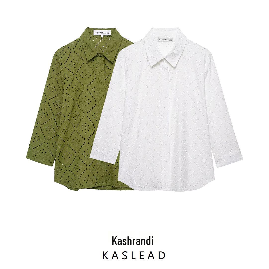 

2025 Spring Women s Fashion: European & American Style Versatile Embroidered Shirt M