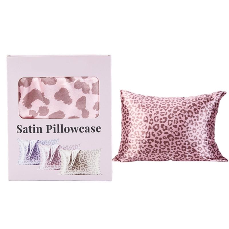 

Satins Leopard Pillowcase with Zippers for Hair and Skin Smooth Cooling Pillow Case Wrinkle Resistant Machine Washable розовый