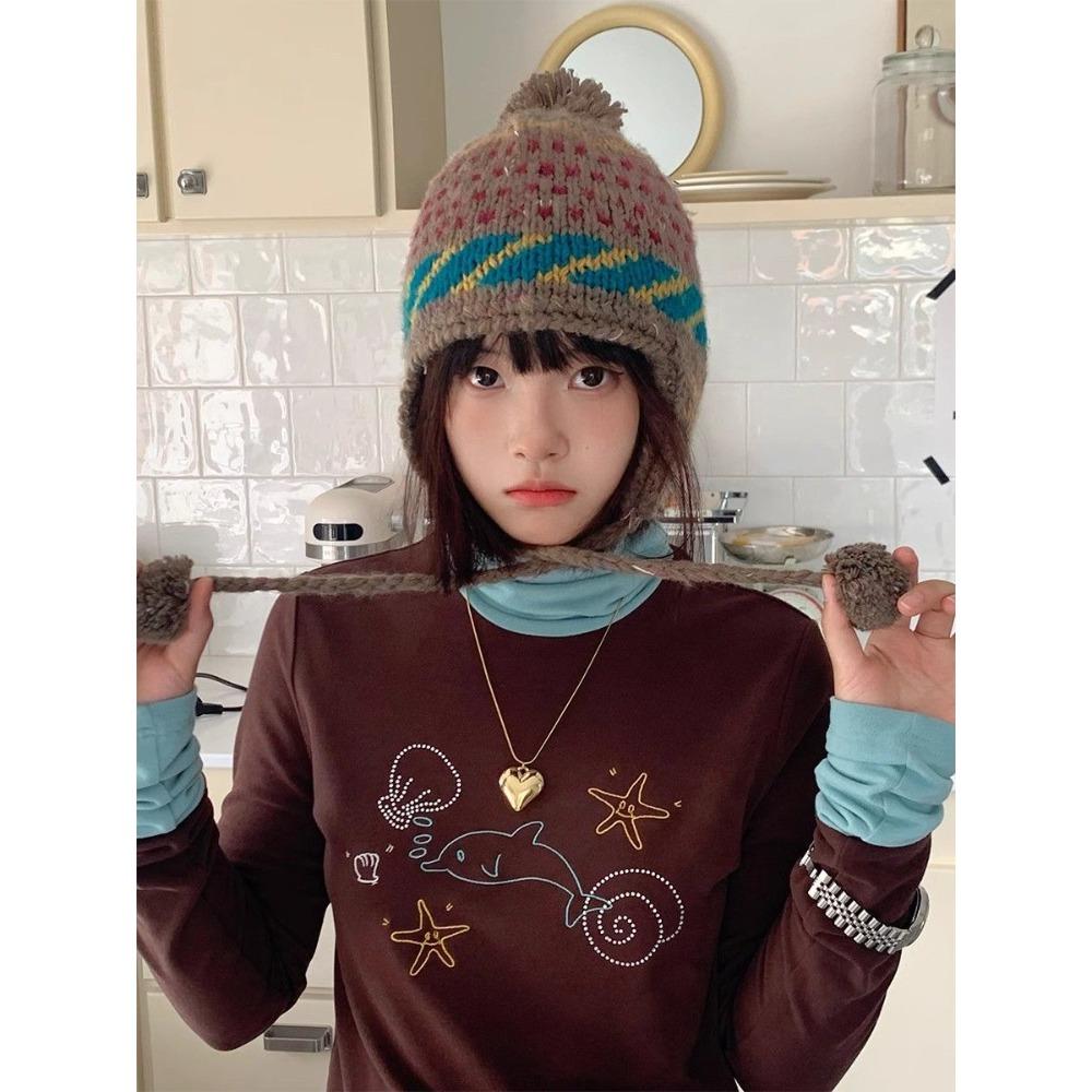 

Винтажные футболки с воротником-стойкой и принтом «тяжелые ромбы» Y2k Gothic Slim Fit Bottoming Tops Women New Long Sleeve Tee Shirt S