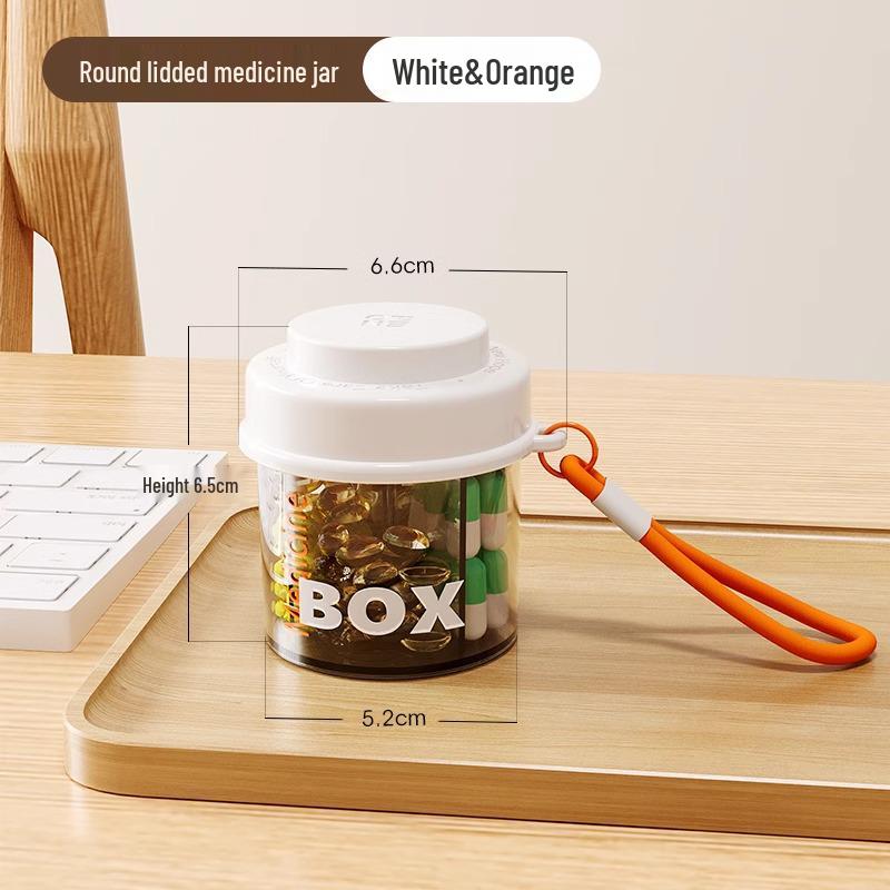 Runde Reise-Pillendose mit Deckel - Feuchtigkeitsgeschützt, unterteilt für drei Tagesdosen