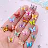 Lot de 50 mini cristaux colorés en résine mélangée de 10 mm, jolis papillons, dos plat, strass, pour nail art, accessoires artisanaux