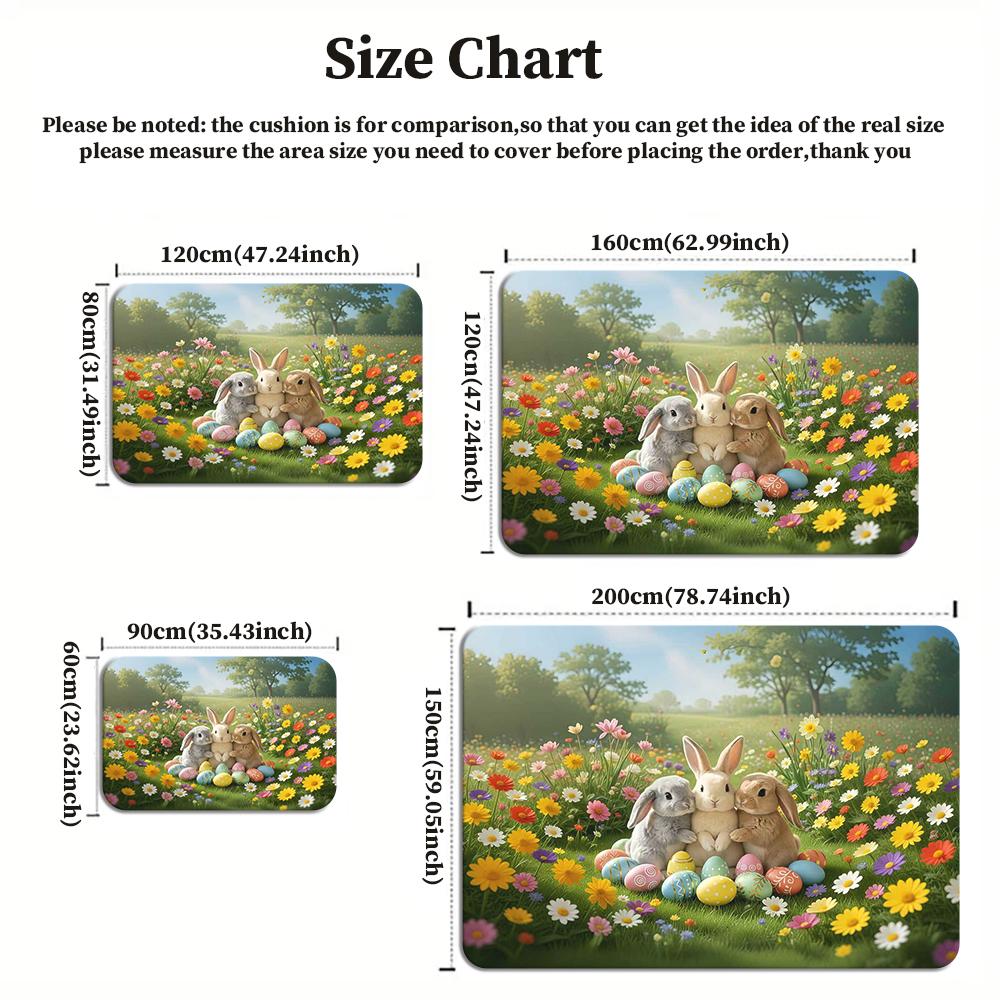 Sweet Easter Bunny Large Room Carpet Non Slip Cartoon Kids Bedroom Living Room Floor Mat Home Decor Children's Play Carpet