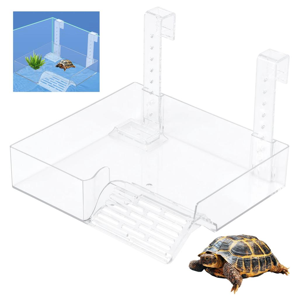 1Pcs Turtle Basking Platform Acrylic Transparent Hanging Floating Turtle Dock Height Adjustable Aquarium Turtle Tank Platform