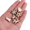 50Pcs Wooden DIY Christmas Tree Snowflake Star Hanging Ornaments Table Craft