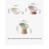 Cat Tilted Ceramic Bowl Small Dogs Elevated Food Water Feeders Pet Drinking Eating Supplies with Wooden Stand