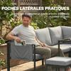 Garden Lounge Set, Outdoor Corner Sofa, 6 Pieces, 10 cm Cushions, High Table, 2 Footrests, Grey