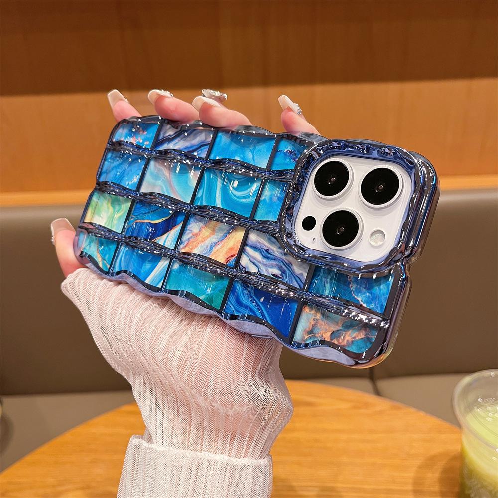TPU wave pattern + cardboard for iphone16promax mobile phone case 14 new apple 15/13/12 anti-drop