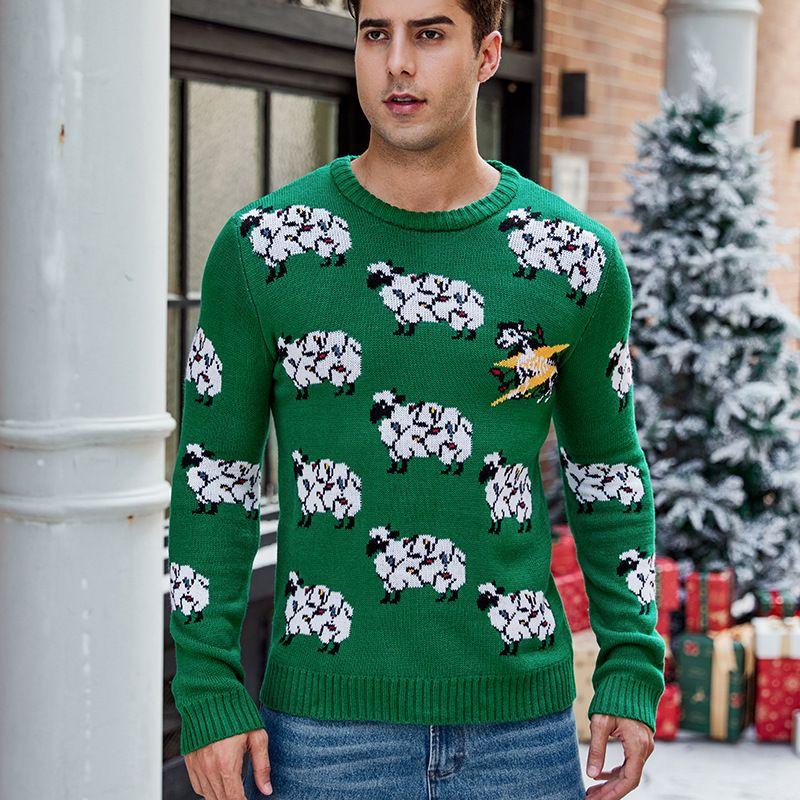 

2024 Long Sleeved Christmas Casual Pullover Knitted Sweater Red (Dragon) S