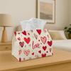 1pc Cute Romantic Pattern Tissue Box- Hand Drawn Heart Love Print Fabric Multi-Purpose Storage Organizer for Kitchen, Dining Table Decorative Napkin H