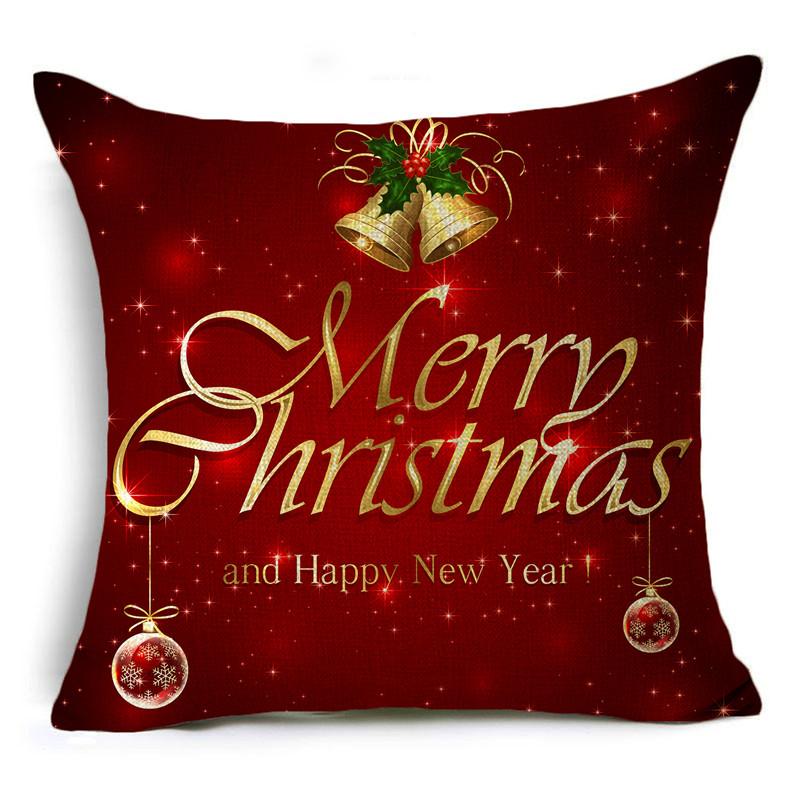 Home Decor Nordic Christmas Red Printed Polyester Pillowcase For Living Room Bedroom Decor Funda De Almohada