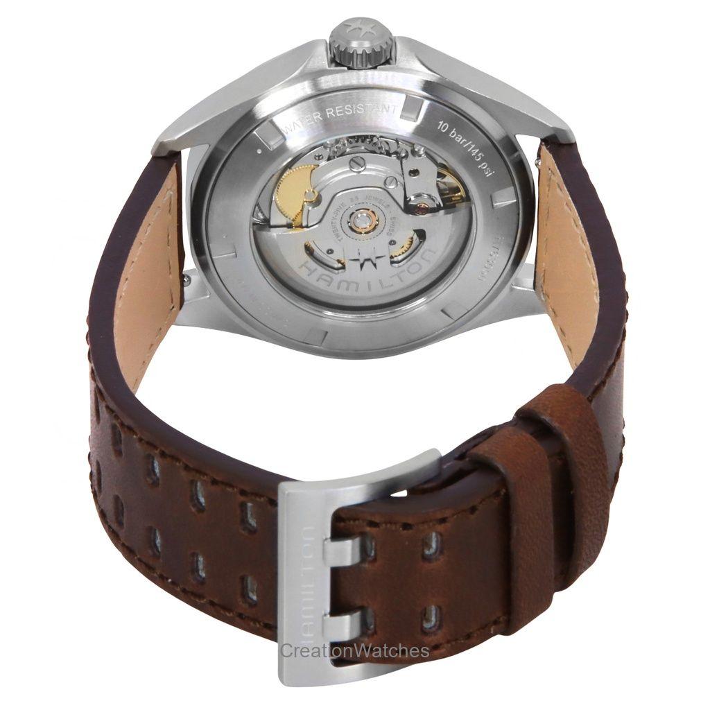 Hamilton Khaki Aviation Pilot Leather Strap Green Dial Automatic H76305560 100M Men's Watch