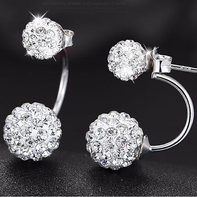 Orecchini Caldi con Perle Design a Doppia Sfera Orecchini a Bottone in Argento Sterling da Donna Gioielli Regalo di Compleanno