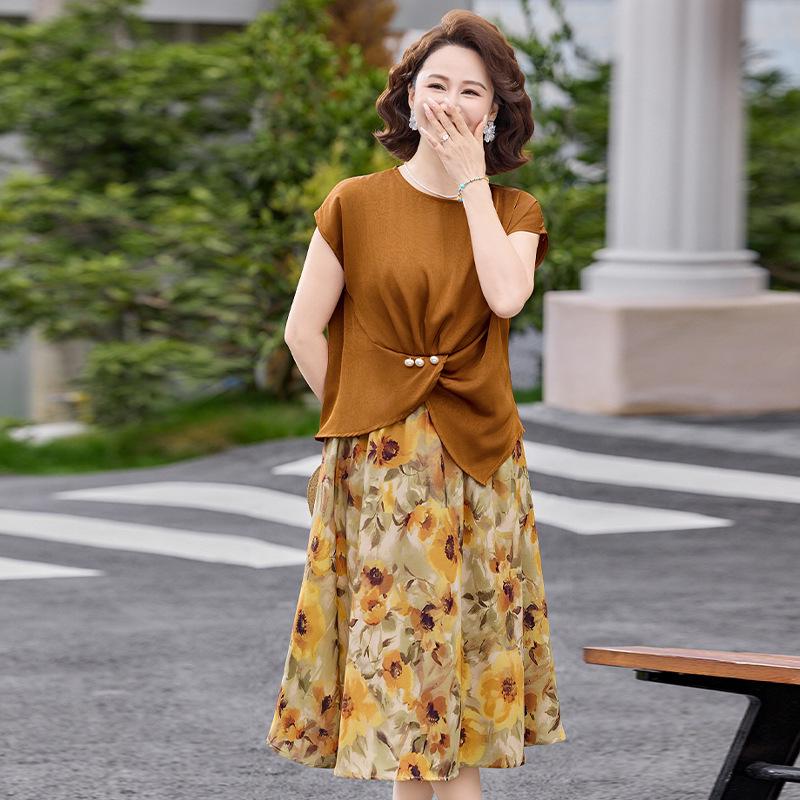 

Chic Summer Outfit: Modern Mom Chiffon Blouse & Two-Piece Set for 2026 2XL