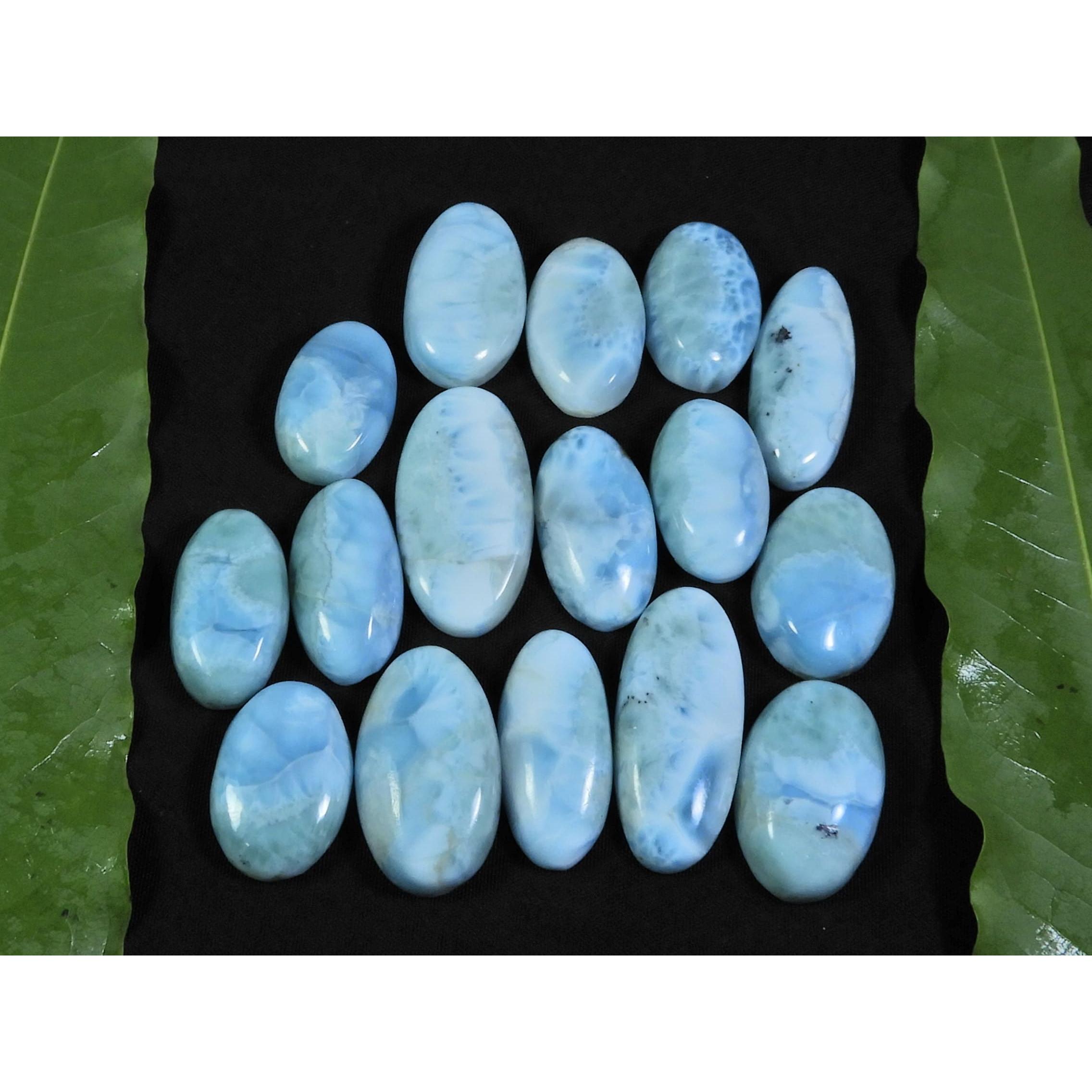 

11X18-12X28MM Natural Larimar Pectolite Oval Cabochon Loose Gemstone 16Pcs C-57