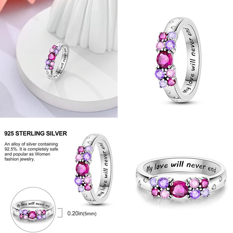 New S925 Sterling Silver Ring Women Eternal Love Dewdrop Stone Glow-in-The-Dark Firefly Ring Fashion Engagement Wedding Jewelry