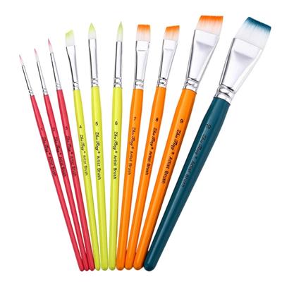 10 Pcs Pinceaux de Peinture Visage Corps Pinceau Plat Poils en Nylon Pinceaux de Peinture Pinceaux d'Artiste pour Peinture à l'Aquarelle