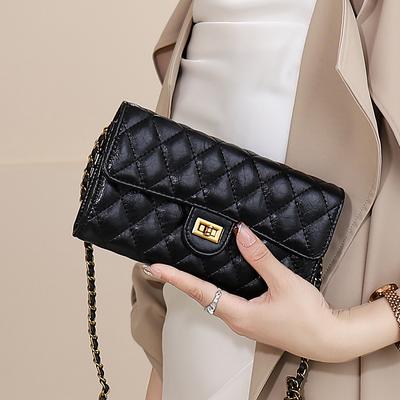 A Long, Light Luxury, Large-capacity Mobile Phone Clutch for Women, Embroidered Diamond-shaped Chain, and A Small Crossbody Bag