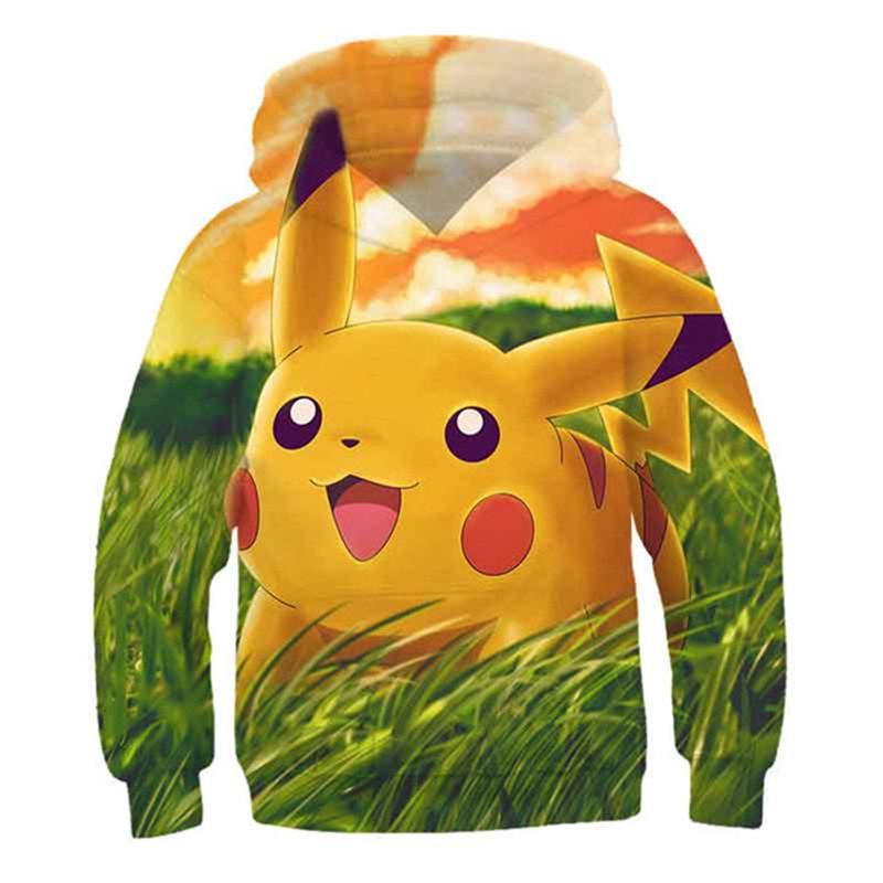 2025 Year Pokemon Hoodies Kids Cartoon Pullover Pikachu Sweatshirt Long Sleeve Children Clothes Boy Fashion Top 4-14 Years Kid Streetwear