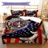 Firefighter Pattern Bedding Quilt Set Quilt Cover Pillowcase Home Decoration Gift (1 * duvet cover + 2 * pillowcase, without core)