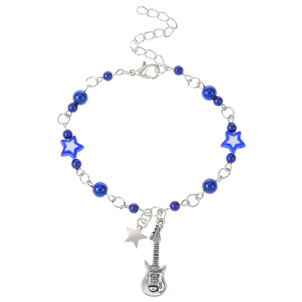 Star Heart Swirl Charms Beaded Chain Bracelet Y2K Sweet Cool Wrist Jewelry for Women Daily Street Decor