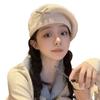 Bow beret women's new autumn and winter face small gray knitted hat warm wool hat versatile